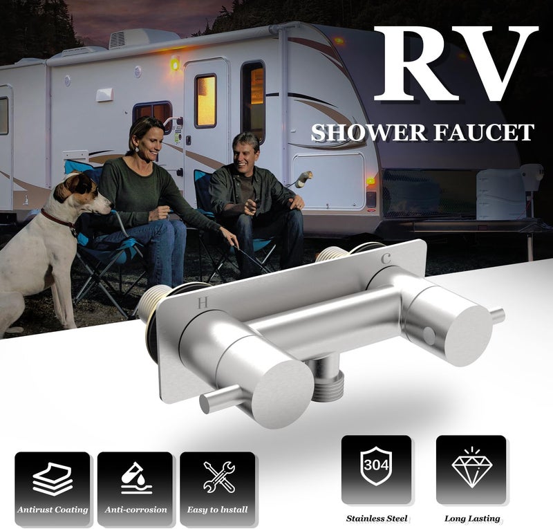 TONNY صنبور دش RV معدني بالكامل، صنبور دش 4 بوصة، صمام تحويل لصنبور دش RV، بديل لصنابير دش RV، نيكل مصقول - Image 2